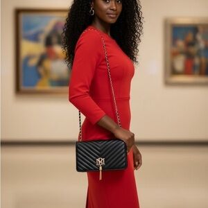 Black V quilted Badgley Mischka Crossbody